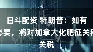 日斗配资 特朗普:如有必要,将对加拿大化肥征关税